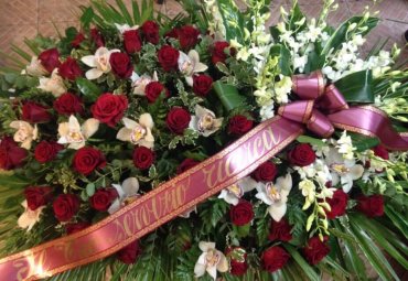 Cuscino rose rosse ed orchidee