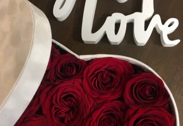Flowerbox a cuore di rose rosse