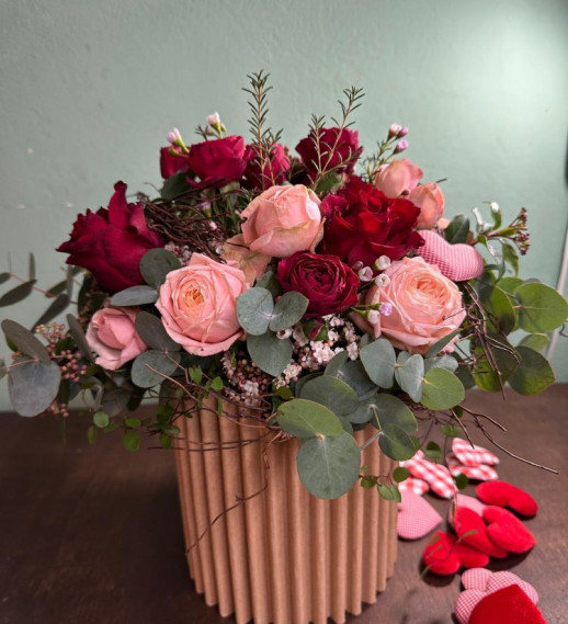 Flower box cuori rossi