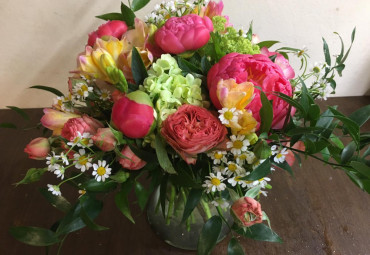 Bouquet rose e peonie corallo