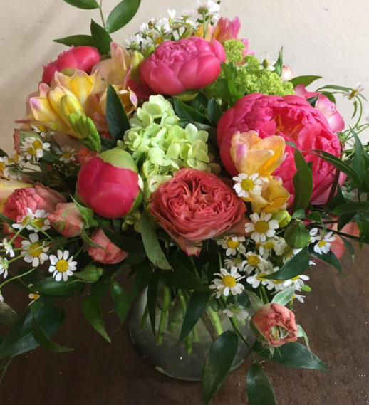 Bouquet rose e peonie corallo