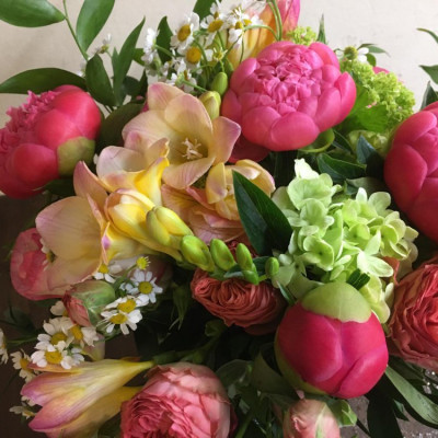 Bouquet rose e peonie corallo